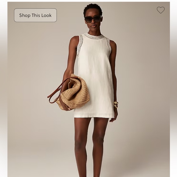 J. Crew Dresses & Skirts - J. Crew Maxine crochet-trim shift dress in linen Medium Color: Natural NWT